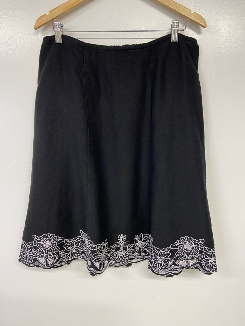 Lane Bryant Black & White Linen Rayon Unlined A-line Pull On Skirt Size 14/16